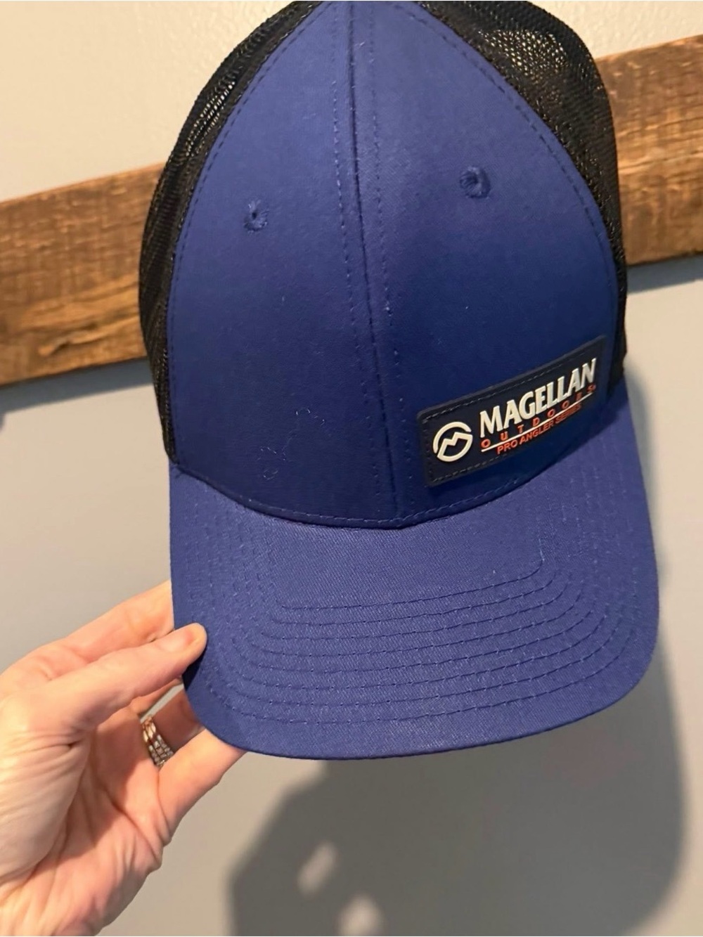Magellan Outdoors Blue Front with Black Mesh Trucker Hat
